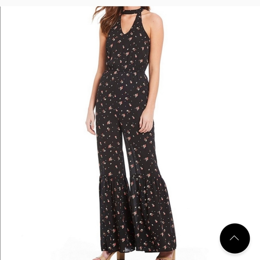 JACK & BB DAKOTA BLACK FLORAL JUMPSUIT